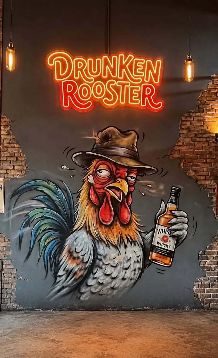 ผนังร้าน Drunken Rooster